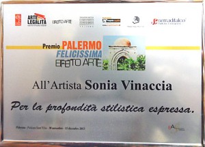 Le opere dell’ artista caprese Sonia Vinaccia premiate nel corso della manifestazione  “Arte e Illegalità “ tenutasi a Palermo