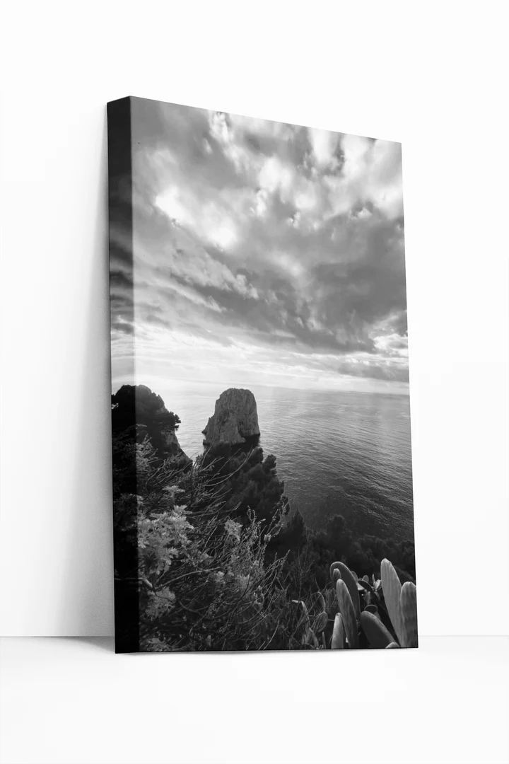 Elegante foto in bianco e nero di Capri per arredamento